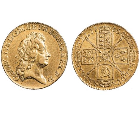 George I, guinea, 1726, fifth laur. head r., rev. crowned cruciform shields, sceptres in angles (S.3633), very fine