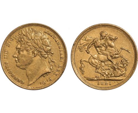 G - George IV, sovereign, 1821, laur. head l., rev. St. George and the dragon (S.3800), light surface marks, very fine