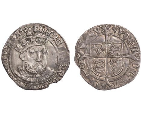 † - Henry VIII, third coinage (1544-1547), groat, Tower mint, mm. lis, crowned bust three-quarters facing, rev. long cross fo