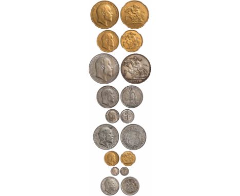 Edward VII, matt proof set, 1902, five pounds to maundy penny, bare head r., rev. various (S.PS9), in original case of issue,