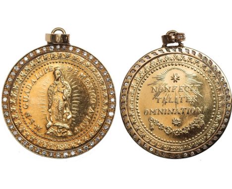 Mexico, religious gold medal, ‘Our Lady Of Guadalupe’, N.S.D. GUADALUPE DE MEXICO, radiant Madonna, rev. NON FECIT TALITER OM