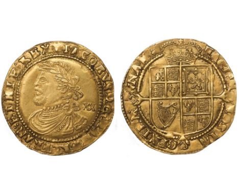 James I, third coinage, laurel, mm. thistle (1621-3), third laur. bust l., rev. long cross fleury over crowned shield of arms