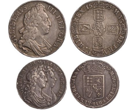 William and Mary, halfcrown, 1689, PRIMO, no frosting, pearls, conjoined laur. busts r., rev. first crowned shield of arms (S