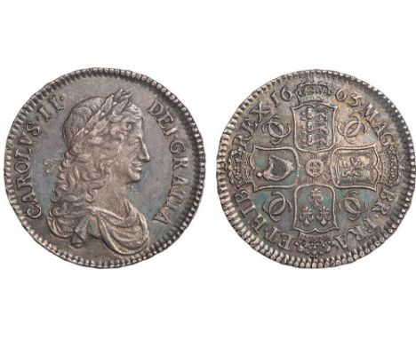 † - Charles II, halfcrown, 1663, first laur. bust r., rev. crowned cruciform shields, interlinked Cs in angles (S.3361; ESC.4