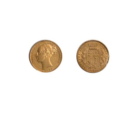 G - Victoria, sovereign, 1864, die no. 78, young head l., rev. crowned shield of arms within wreath (S.3853), light surface m