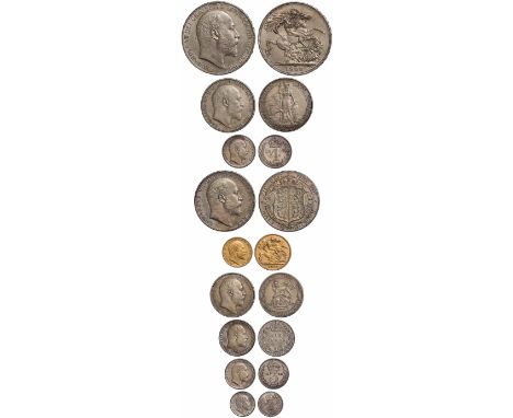 Edward VII, matt proof set, 1902, five pounds to maundy twopence, bare head r., rev. various (S.PS9), in original case of iss