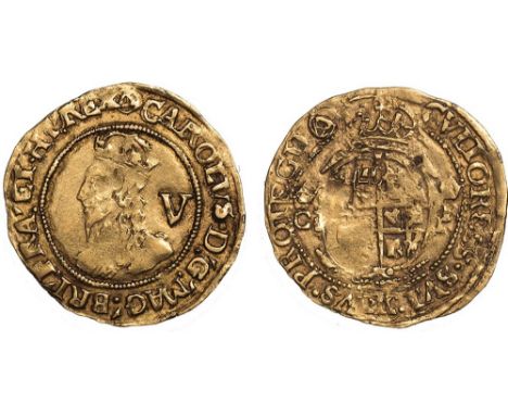 Charles I, gold crown, Tower mint, mm. triangle in circle (1641-1643), crowned fourth bust l., mark of value behind, rev. cro