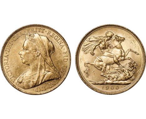 G - Victoria, sovereign, 1900, veiled bust l., rev. St. George and the dragon (S.3874), light bagmarks, uncirculated