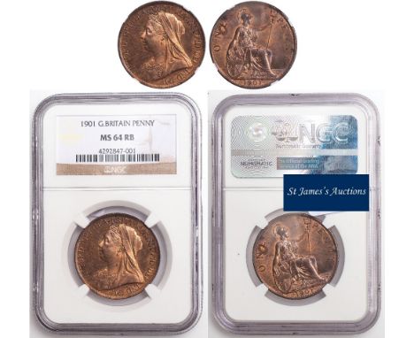 Victoria, penny, 1901, veiled bust l., rev. Britannia std. r., with shield and trident (S.3961), authenticated and graded by 