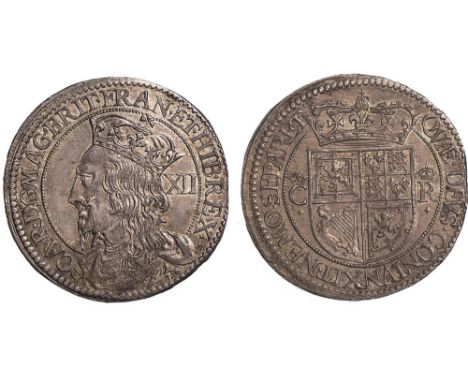 † - Scotland, Charles I, third coinage (1637-1642), Briot’s issue, mm. B by crown, twelve shillings, crowned bust l., rev. cr