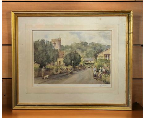 Montacute, Somerset by E.R. Sturgeon limited edition print signed by the artist mounted and framed. 26.5x24 inch approx. Good