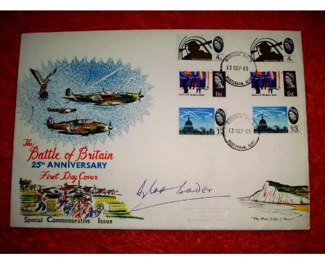 Sir Douglas Bader DSO DFC signed RARE 1965 25th Anniversary Battle Of Britain FDC, with scarce Biggin Hill Westerham FDI post