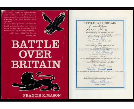 Rare WW2 BOB multiple signed vintage book Battle Over Britain By F. Mason. Limited edition bookplate only 100 signed by The a