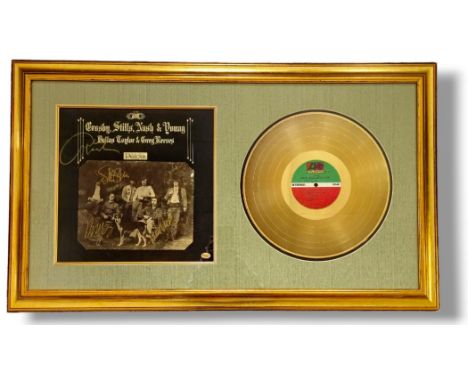 Crosby, Stills, Nash  and Young signed Déjà Vu Album Display. Album sleeve signed by David Crosby, Stephen Stills, Graham Nas