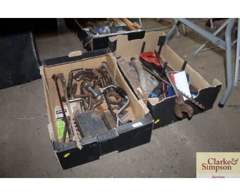 Two boxes of various hand tools