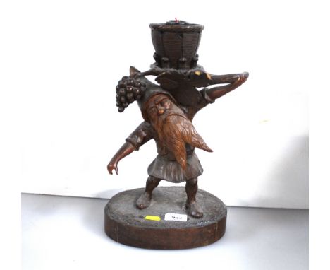 A carved Black Forest figural table lamp base