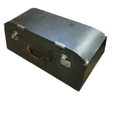 Vintage vinyl covered dome topped car trunk, 80cm in length.