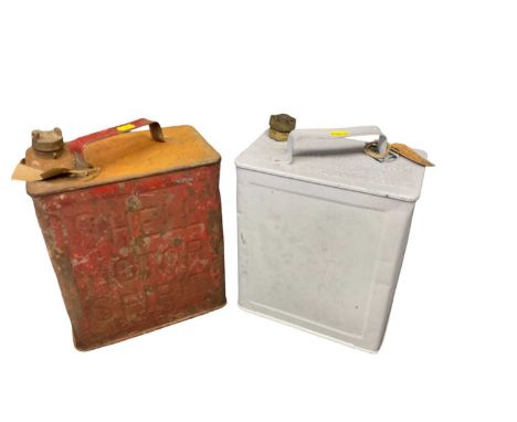 Two vintage fuel cans - Shell Motor Spirit and Shellmex and BP, one with rarer early type brass cap. (2)