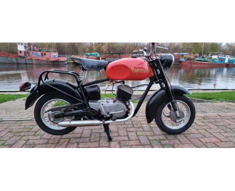 C.1955 Isomoto 125cc. Registration number not registered. Frame number M23399. Engine number 81963.Nowadays Iso is best remem