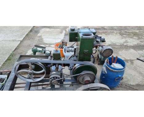 Lister stationary 2hp engine, D309, serial number 2684 DKH7, with a Stuart Turner pump, type A4E14, linked to a model on an e