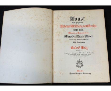 JOHANN WOLFGANG VON GOETHE: FAUST, Munchen, Theodor Stroefers, circa 1880, 9 etched plates as called for, fo, original elabor