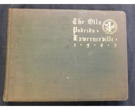 THE OLLA BODRIDA CLASS 1902, New Jersey, Lawrenceville School, 1902 year book, oblong original cloth gilt worn, inner joints 