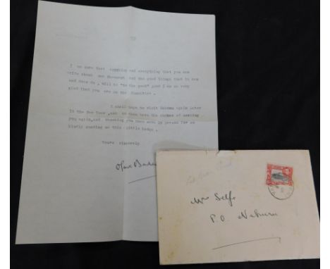 OLIVE ST CLAIR BADEN-POWELL, LADY BADEN-POWELL [1889-1977], typed letter signed to Mrs Ellen Mary Selfe [1888-1965] in Nakaru