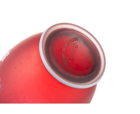 THOMAS WEBB & SONS, CAMEO GLASS VASE, LATE 19TH CENTURY acid etched with trailing vines against ruby ground, etched Thomas We
