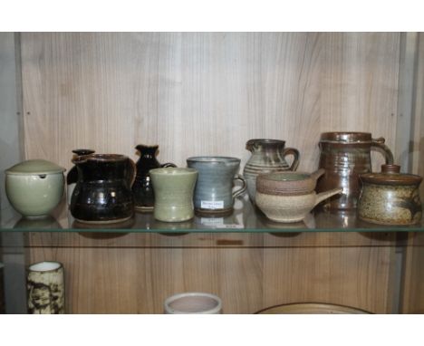 ELEVEN PIECES OF STUDIOWARE POTTERY TO INCLUDE ST. IVES, BERNARD LEACH, ETC.