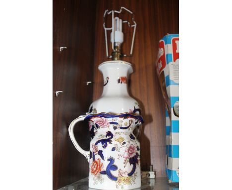 A MASONS LAMP TOGETHER WITH A MASONS JUG