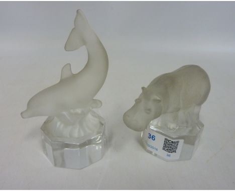 Two Goebel glass figures of a dolphin and hippopotamus (2) Condition Report Click here for further images, condition, auction