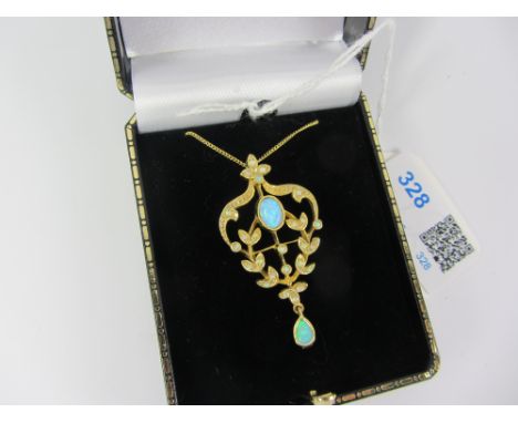 Silver-gilt opal pendant necklace Condition Report Click here for further images, condition, auction times & delivery costs
