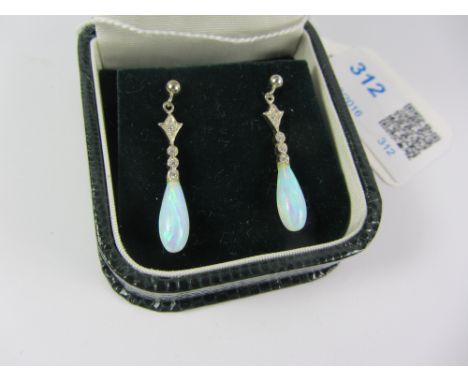 Pair of opal drop ear-rings stamped 925 Condition Report Click here for further images, condition, auction times & delivery c