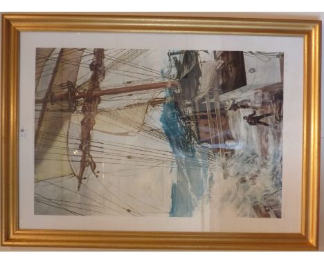 "The Rising Wind", Colour print after Montague Dawson. Pub. Frost & Reed 1969. 105 x 72cm Condition Report Click here for fur