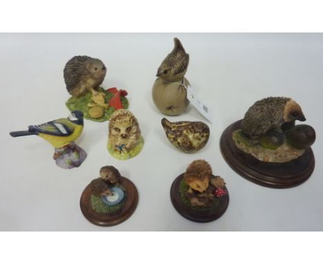 Royal Worcester 'Great Tit', Poole pottery bird, Beswick 'Old Mr Pricklepin' and other animal sculptures  Condition Report Cl