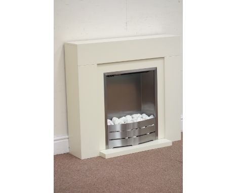 Electric fire in cream surround, W78cm, D72cm Condition Report Click here for further images, condition, auction times & deli