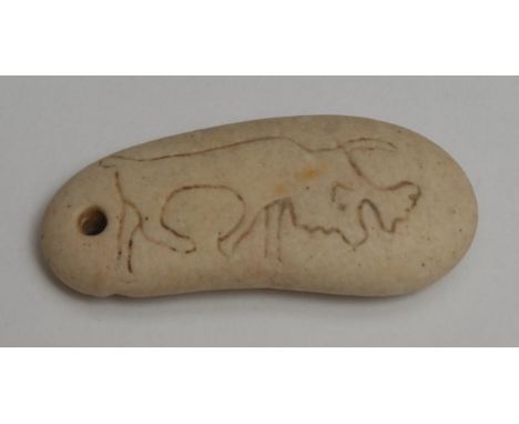 Antiquities - a double-sided stone Scythian animal amulet, depicting an elk and a lion, 4.5cm wide, c.5th - 2nd century BCEPr