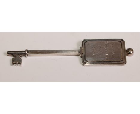 Copoclephily - a Scottish Art Deco silver presentation key, Presented to Sir John Train MP by the Architects, Surveyor &amp; 