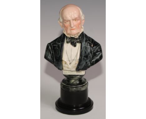 British Political History - an Austrian pottery portrait bust, of William Ewart Gladstone (1809 - 1898), 18cm high, socle bas