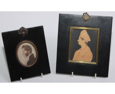 English School (19th century), a cut-paper portrait miniature, of a lady wearing a coral necklace, bust length in profile, wa