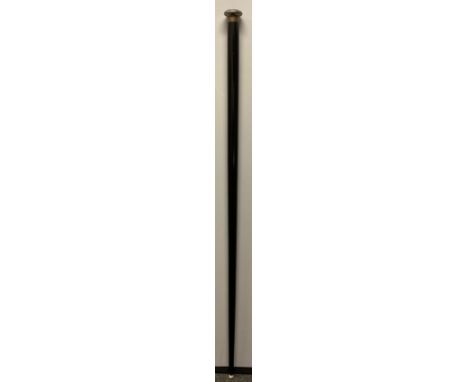 A George V silver and guilloche enamel topped dancing cane, ebonised shaft, 113cm long, London 1924 