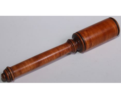 A 19th century turned satinwood truncheon or tipstaff, 31cm long 