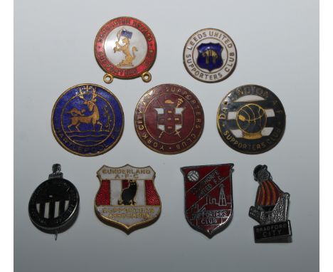 Football - Enamel Badges - Newcastle United Football Supporters' Club; Sunderland AFC; Scunthorpe United; Leeds United; Bradf