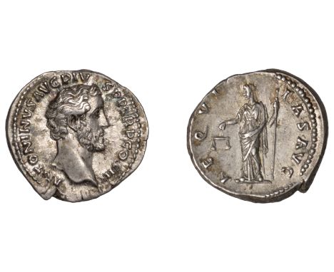 Roman Imperial Coinage, Antoninus Pius, Denarius, 140-1, bare head right, rev. Æquitas standing left, holding scales and scep