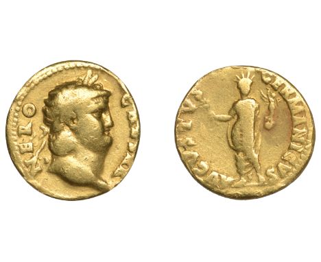 Roman Imperial Coinage, Nero, Aureus, Rome, c. 64-65, nero caesar, laureate head right, rev. avgvstvs germanicvs, Nero, radia