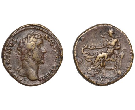 Roman Imperial Coinage, Antoninus Pius, Sestertius, 146, laureate head right, rev. Salus stead left, feeding serpent from pat
