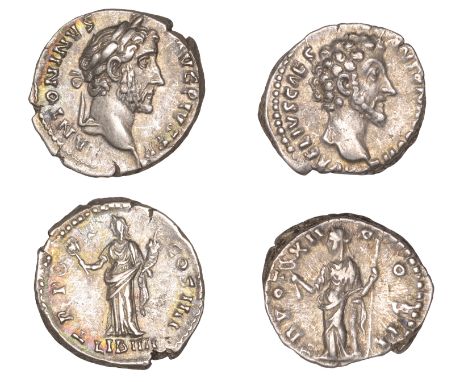 Roman Imperial Coinage, Antoninus Pius, Denarius, 158, rev. Liberalitas standing left, holding abacus and cornucopia, lib iii