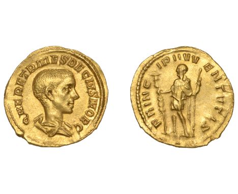 Roman Imperial Coinage, Herennius Etruscus (as Cæsar), Aureus, Rome, 250-1, q her etr mes decivs nob c, bare-headed and drape