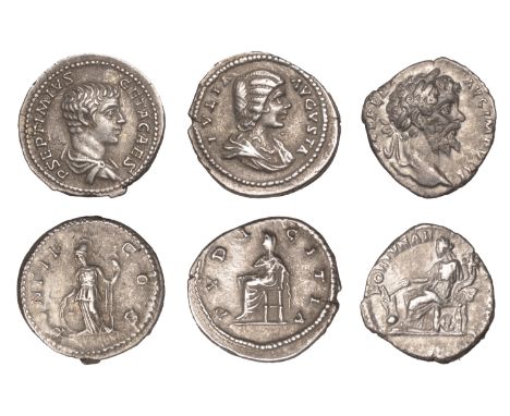 Roman Imperial Coinage, Septimius Severus, Denarius, 196-7, rev. Fortuna seated left, holding rudder set on globe, 2.63g (RIC