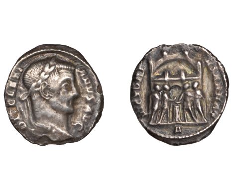 Roman Imperial Coinage, Diocletian, Argenteus, Rome, 295-7, diademed bust right, rev. Diocletian, Maximian, Constantius Chlor